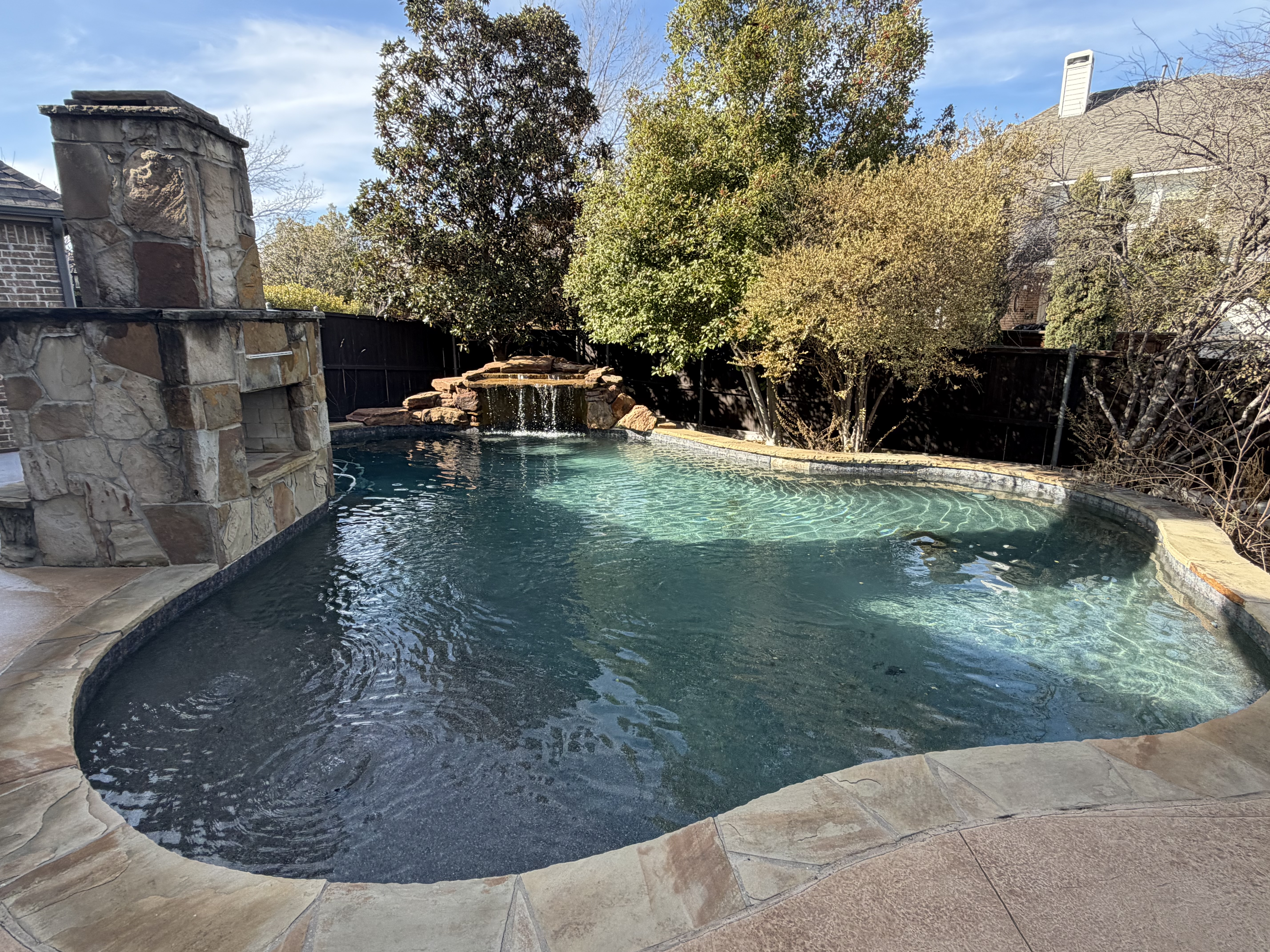 Pool after cleaning — crystal clear water